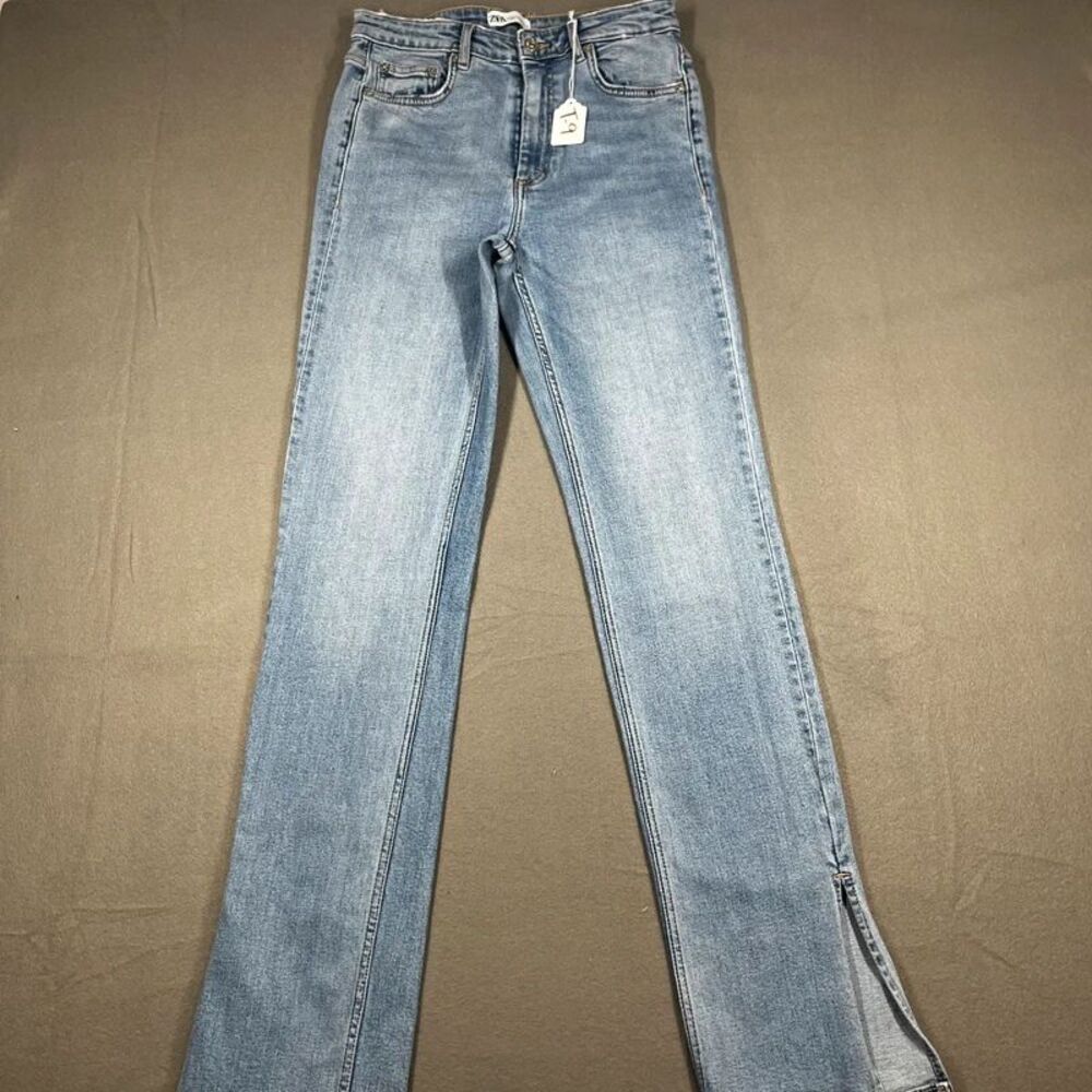 ZARA womans size 6 split hem jeans light wash denim